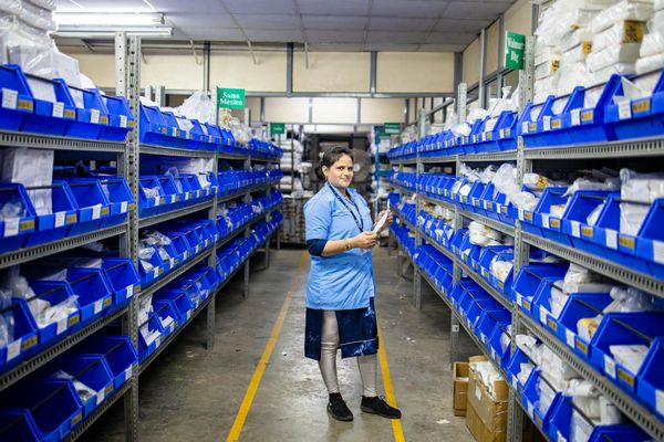 Modern logistics warehouse with efficient inventory management system